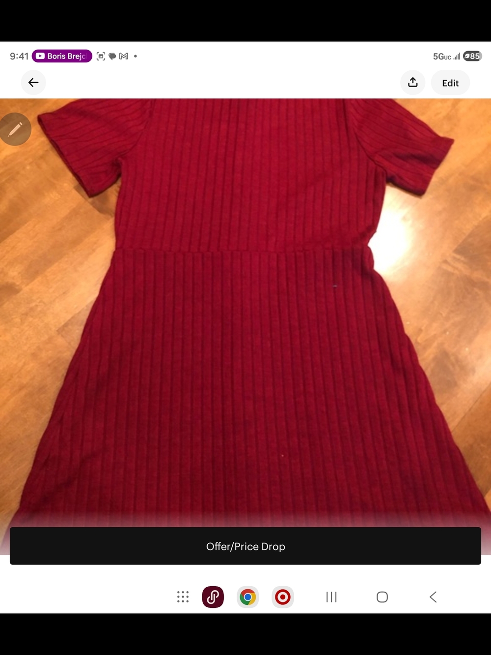 GAP Red Ribbed Button-Front Short Sleeve Dress - Picture 6 of 6
